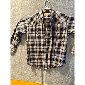 Miller Ranch Blue Tan Plaid Long Sleeve Western Pearl Snap Shirt